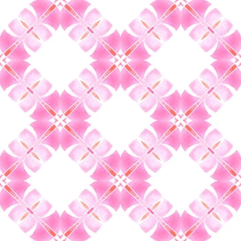 Watercolor ikat repeating tile border. Orange beauteous boho chic summer design. Textile ready pleasant print, swimwear fabric, wallpaper, wrapping. Ikat repeating swimwear design.