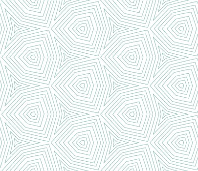 Geometric seamless pattern. Turquoise symmetrical kaleidoscope background. Hand drawn geometric seamless design. Textile ready noteworthy print, swimwear fabric, wallpaper, wrapping.