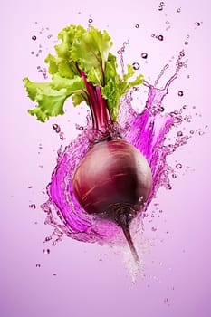 Beets fall into the water with splashes