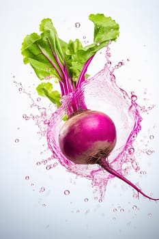 Beets fall into the water with splashes