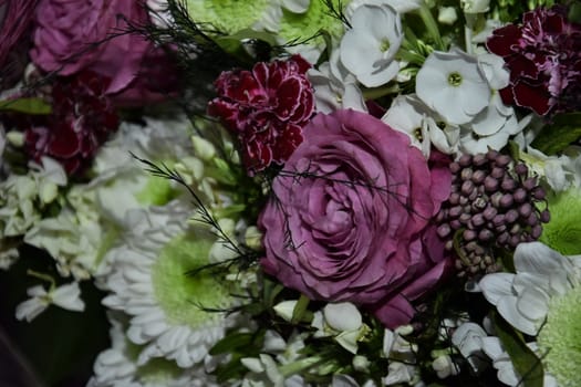 bouquet of fresh white and purple flowers. High quality photo