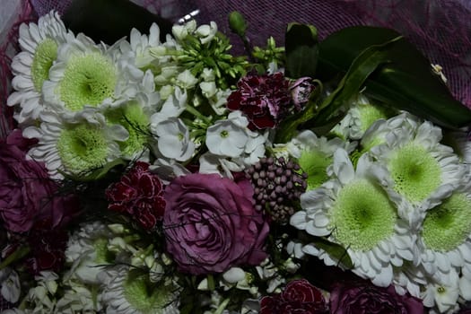 bouquet of fresh white and purple flowers. High quality photo