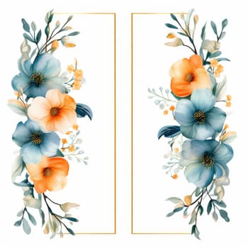 watercolor floral wreath isolated on white , AI Generated