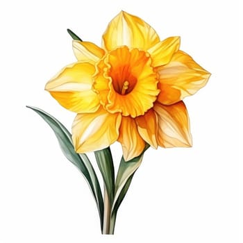 yellow narcissus isolated on white background, AI Generated