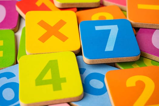 Math number colorful, education study mathematics learning teach concept.