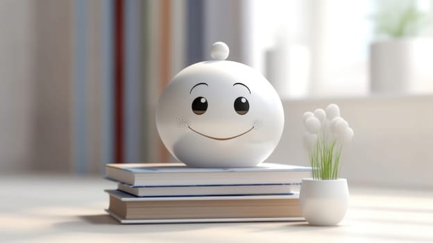 Books, smiling globus and school supplies on table. Back to school concept. Generative ai