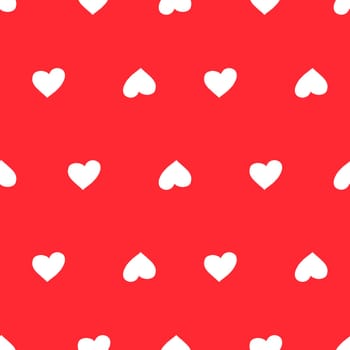 Seamless Pattern with Hearts. Hand Drawn Valentines Background. White Hearts on Red Background. Digital Paper Drawn by Colored Pencils.