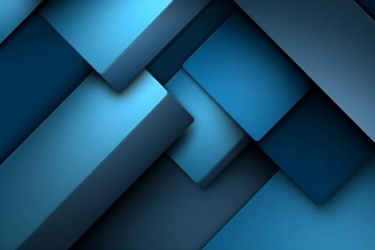 Modern background with rectangular many solids in blue colors, generative ai