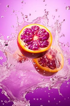 Fruits of tropical fruit passionfruit with water splash. High quality photo
