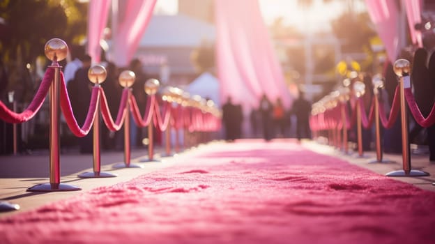 Pink carpet at the film festival. Celebrity awards ceremony AI background