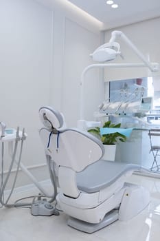 Interior of a dental clinic. Teeth healthcare. Medical clinic. Dental clinic. Dental chair. Dental equipment