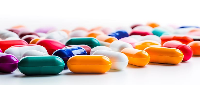 Heap of various pills. Medicine background. A wide variety of medical treatments. Tablets, pills and capsules.
