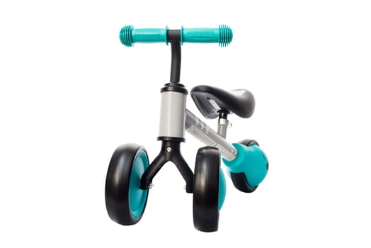 Kids balance bike isolated on a white background. Infant walker scooter.