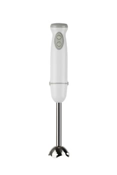 Hand blender isolated on white background. Electric hand blender. Domestic and kitchen appliances.