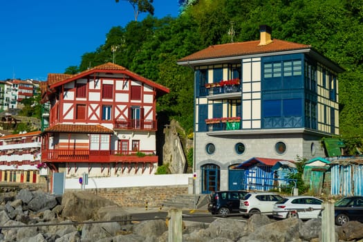 houses in Spain in the half-timbered style. Basque Country, Spain.