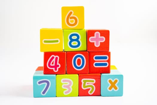 Math number colorful on white background, education study mathematics learning teach concept.