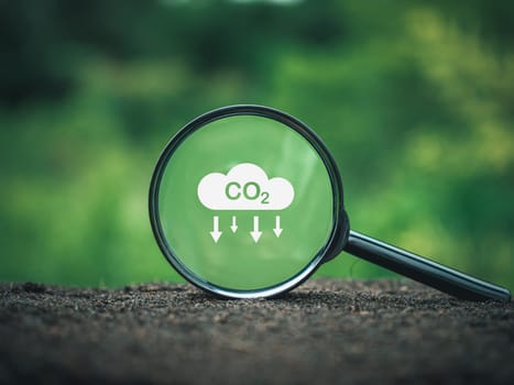 CO2 emission reduction concept, clean and friendly environment without carbon dioxide emissions. Planting trees to reduce CO2 emissions, environmental protection concept.