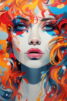 abstract picture for interior design, portrait of woman in vivid colors. AI Generated