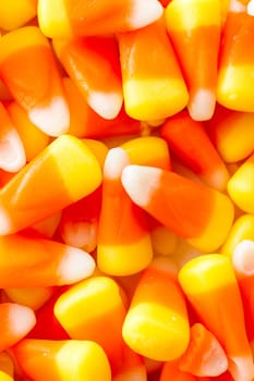 Halloween candy-corn on a white background.