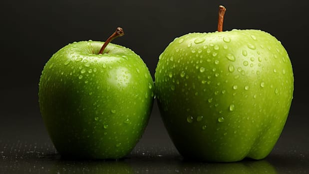 Green apple on a green, beautiful background. High quality photo