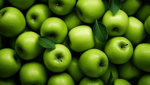 Lots of green apples. Background of apples. High quality photo