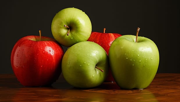 Green and red apple on a dark background. High quality illustration