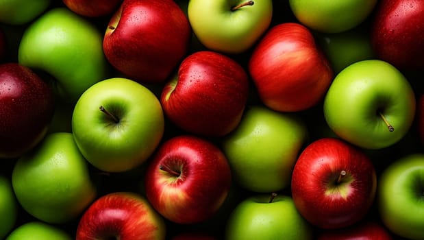 Red and green apples. Background of ripe apples. High quality photo
