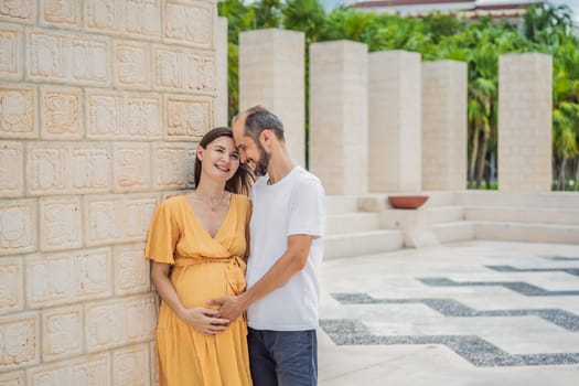 A loving couple in their 40s cherishing the miracle of childbirth in Mexico, embracing the journey of parenthood with joy and anticipation.