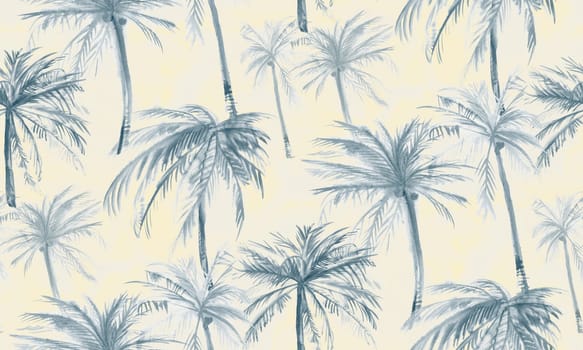 watercolor seamless tropical pattern in discreet shades with coconut trees for textiles and surface design