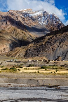 Village in Himalayas in Spiti Valley, Himachal Pradesh, India