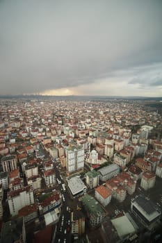 Arial View of Istanbul Asian Side Urban building blocks,