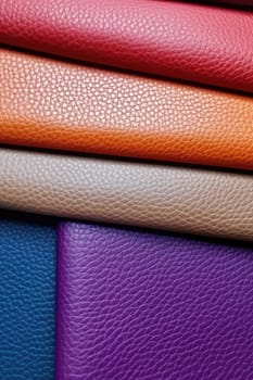 Artificial colorful leather texture with waves and bends, AI Generated