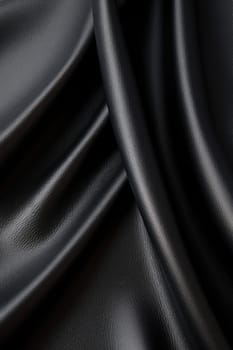 Artificial black leather texture with waves and bends, AI Generated