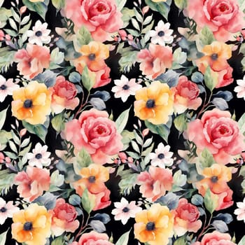 Floral shape watercolor seamless pattern. for wrappers.