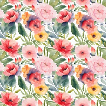 Floral shape watercolor seamless pattern. for wrappers.