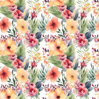 Floral shape watercolor seamless pattern. for wrappers.