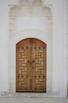 a brown wood old door in turkey .