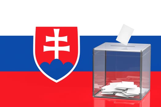 Ballot box with the flag of Slovakia, concept image for elections in Slovak Republic