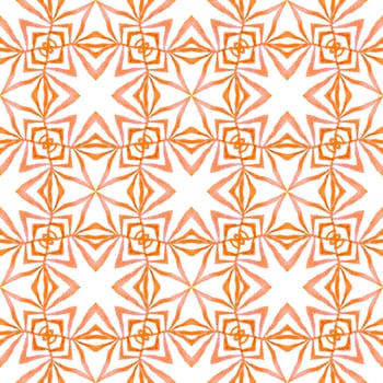 Trendy organic green border. Orange bold boho chic summer design. Organic tile. Textile ready awesome print, swimwear fabric, wallpaper, wrapping.