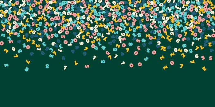 Falling pastel numbers. Math study concept with flying digits. Wonderful back to school mathematics banner on blackboard background. Falling numbers illustration.