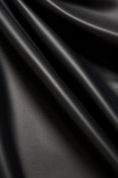 Artificial black leather texture with waves and bends, AI Generated