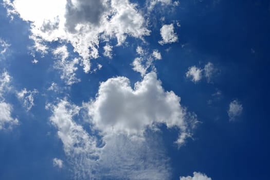 blue sky and clouds,clouds of different shapes,