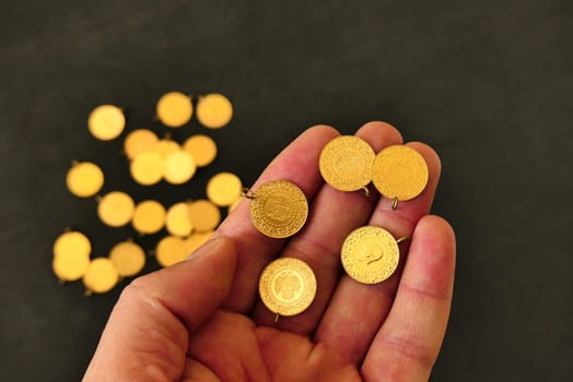 Turkish quarter gold, close-up quarter gold, gold market, economic crisis and Turkish quarter gold,