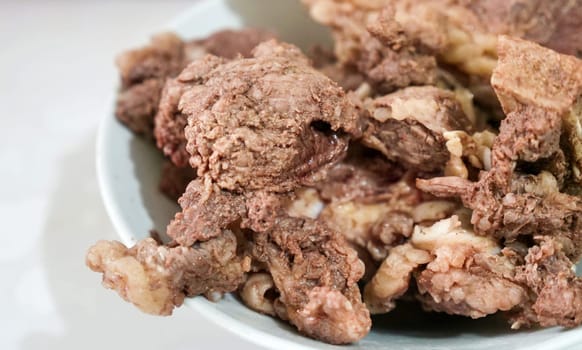 A Plate of Fresh Boiled Beef, Boiled Beef, Boiled Beef with Hot and Steaming Bone,