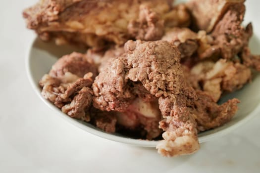 A Plate of Fresh Boiled Beef, Boiled Beef, Boiled Beef with Hot and Steaming Bone,