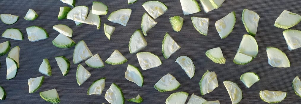 drying zucchini, drying vegetables in the sun, dried zucchini, drying sliced zucchini,