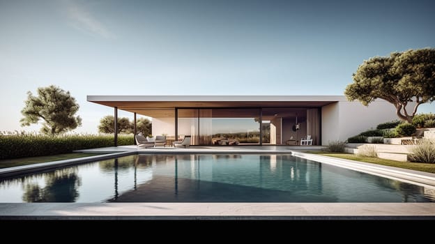 modern house with swimming pool, generative AI, AI generated