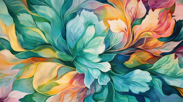 abstract painting of plants and leaves - floral design- AI generative