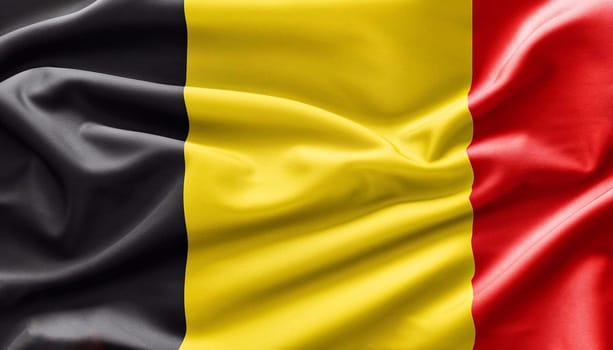 Waving flag of Belgium. Flag has real fabric texture.
