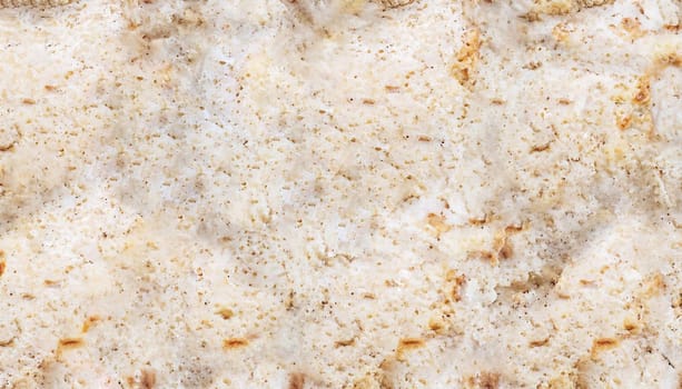 aesthetic close up shot of an indonesian style of chip, crackers snacks called "emping manis" from Cirebon City served on white ceramic bowl with white marble background texture seamless